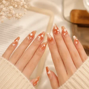 caramel cloud coffin press on nails