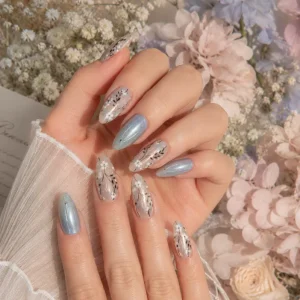 moonlit blossom cat eye almond press on nails